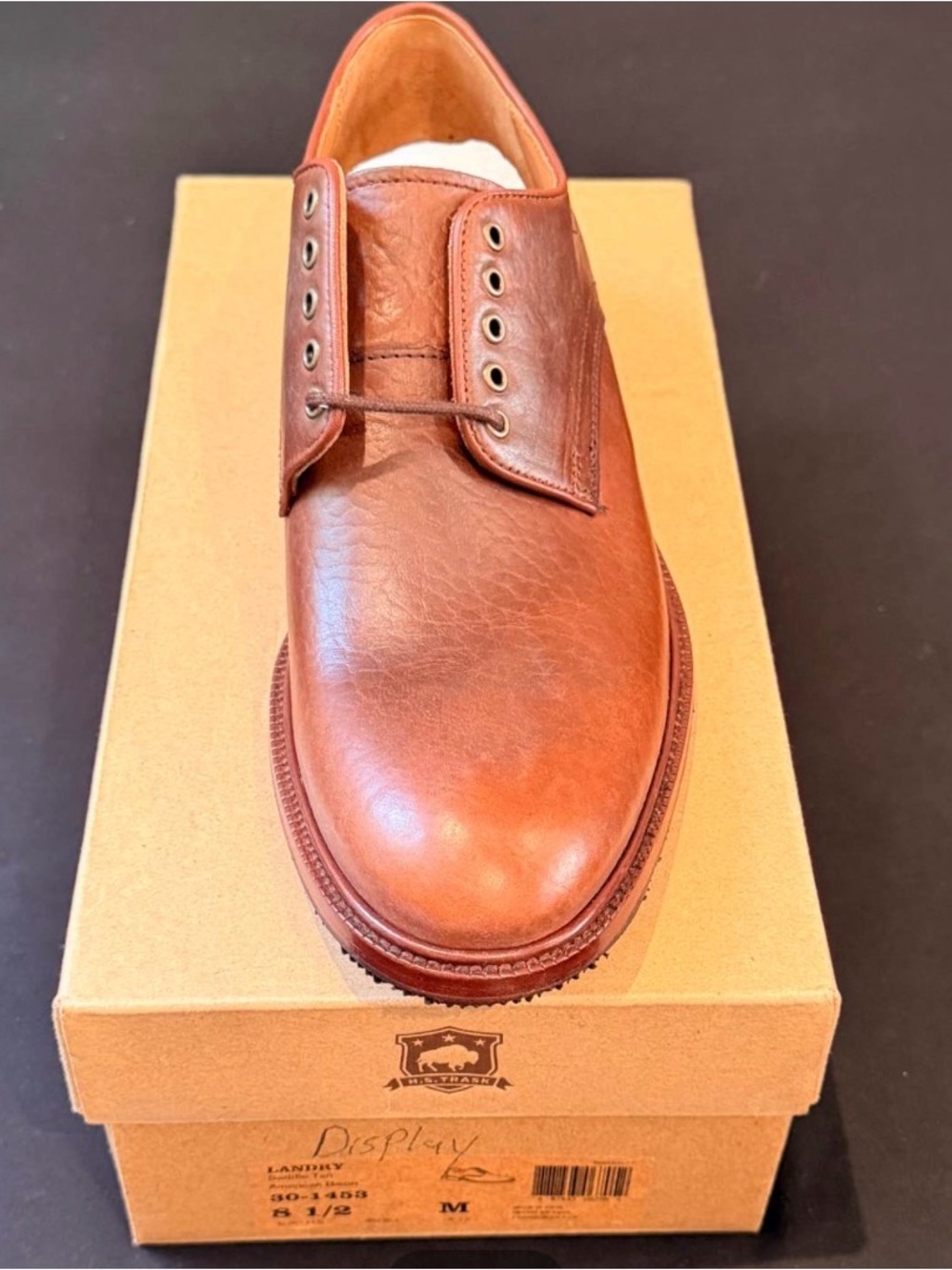 Trask Landry Saddle Tan American Bison Men's Leather Shoes